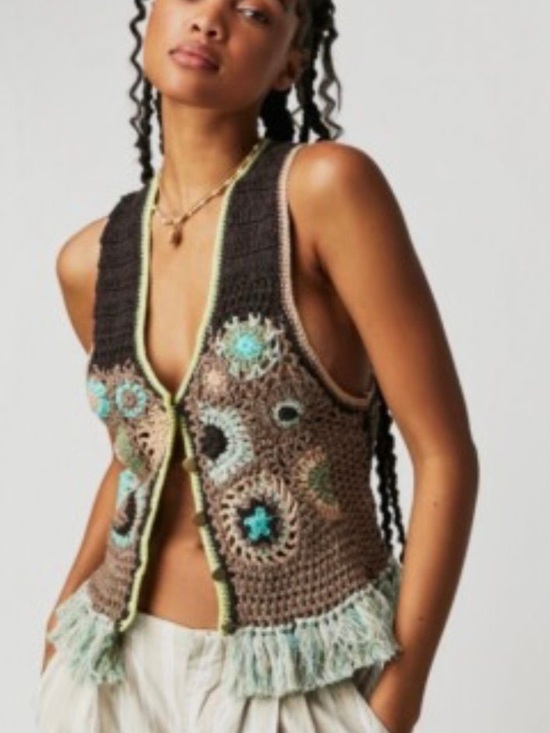Free People Tops - Free People Desert Rose Crochet Vest Size M